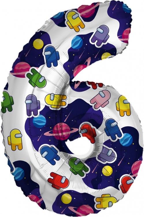 Шар Цифра "6" Космонавтики (в упаковке)  Шар Цифра "6" Космонавтики (в упаковке)