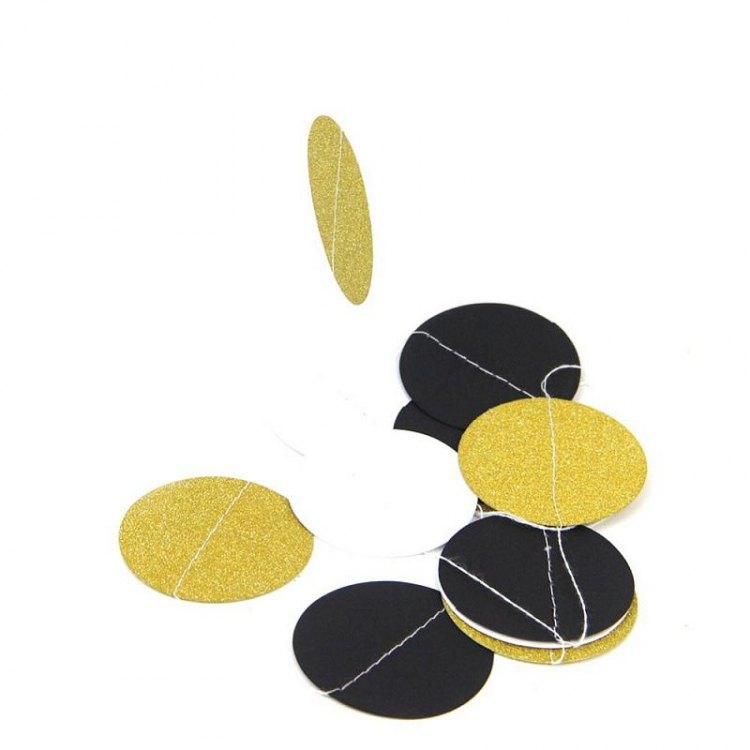 Гирлянда "Круги Микс" Золотой, Черный, Белый